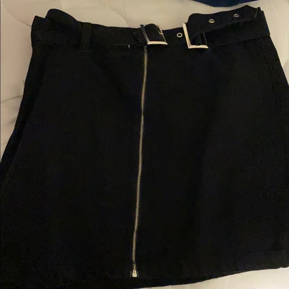 Belted Denim Mini Skirt